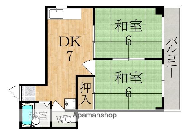 ハイツヨネダ(2LDK/3階)の間取り写真