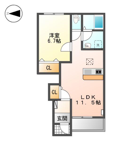ヴィレッタ(1LDK/1階)の間取り写真