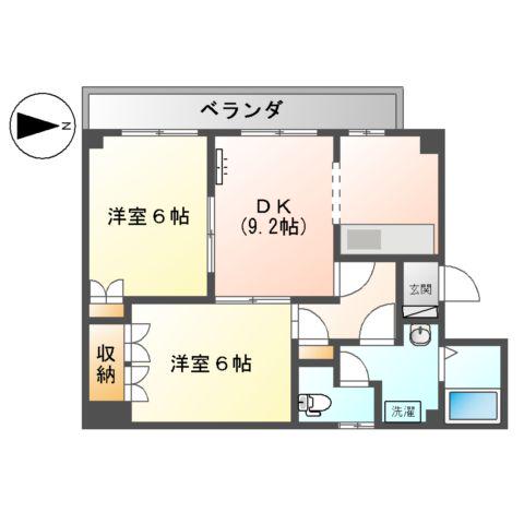 コンフォール吉村(2DK/2階)の間取り写真