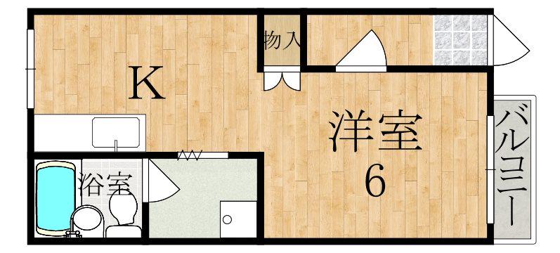 ウエスト PADDY(1K/1階)の間取り写真