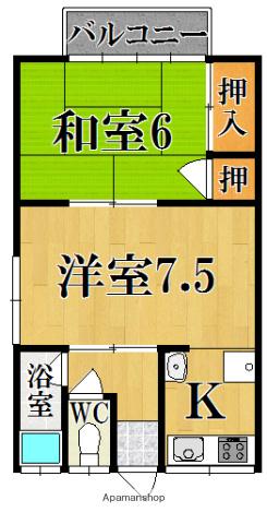 ハイツ片瀬(2K/2階)の間取り写真