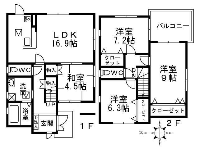 近鉄大阪線 耳成駅 徒歩5分 2階建 築17年(4LDK)の間取り写真