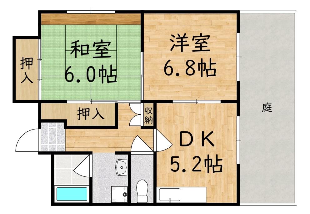 ニューエストタカダ(2K/4階)の間取り写真