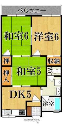 中津ハイツB(3DK/2階)の間取り写真