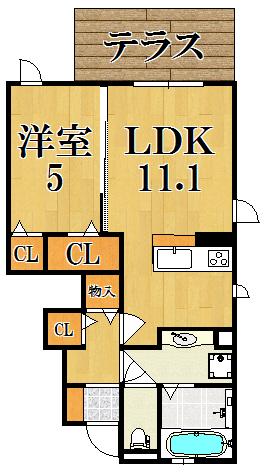四季の風(1LDK/1階)の間取り写真
