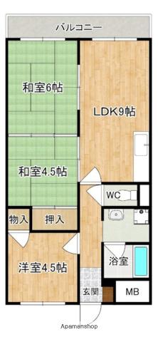 矢埜ハイツ(3LDK/2階)の間取り写真