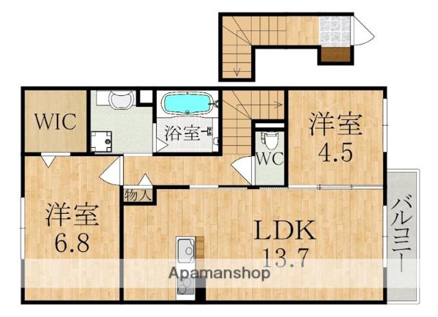 ヴィラウエストII(2LDK/2階)の間取り写真