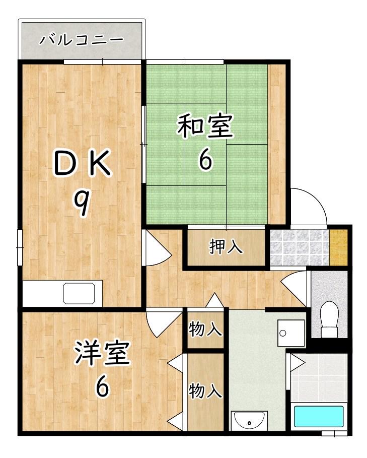 シャルムフルーレB(2LDK/1階)の間取り写真