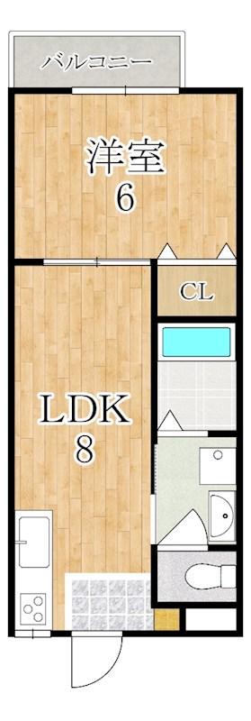 暁マンション(1LDK/2階)の間取り写真