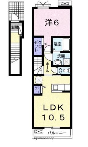 イターナルパレスII(1LDK/2階)の間取り写真