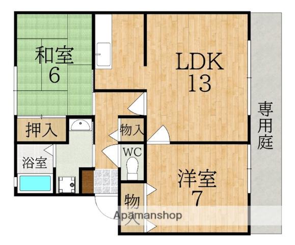 サンビレッジ学園前東坂G(2LDK/1階)の間取り写真