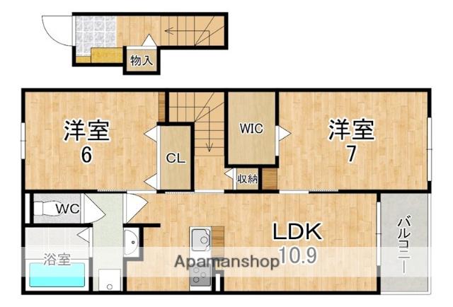 クラール北永井A(2LDK/2階)の間取り写真
