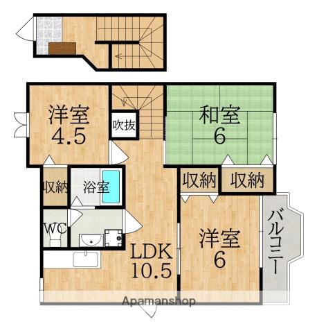 ウイングヒルズII(3LDK/2階)の間取り写真