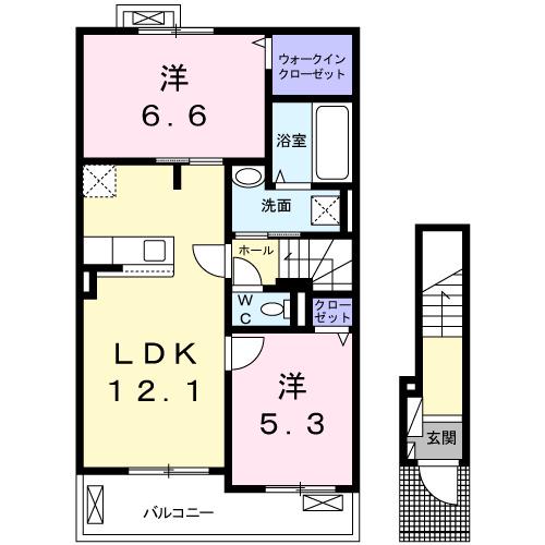 フェリーチェ(2LDK/2階)の間取り写真