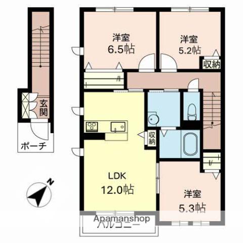グランジュッテ(2LDK/2階)の間取り写真