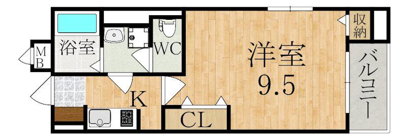 リグノ天理(1K/2階)の間取り写真