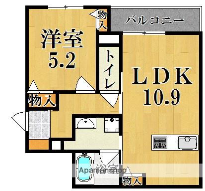 LENE CRICCA西大寺III(1LDK/1階)の間取り写真