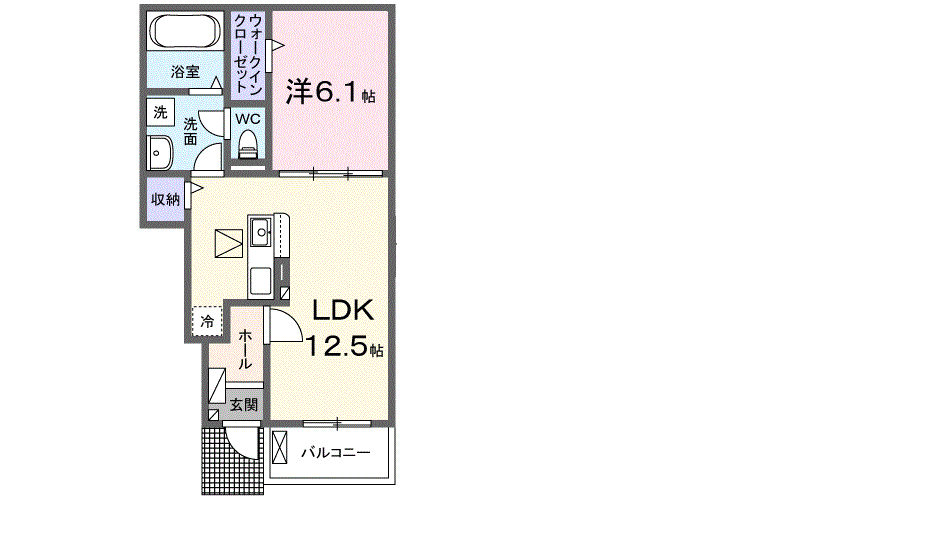 フォレ・リヴィエール1(1LDK/1階)の間取り写真