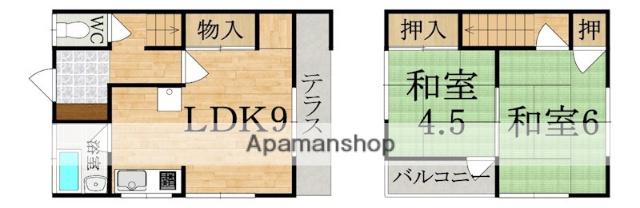 生駒市中菜畑テラスハウス(2LDK)の間取り写真