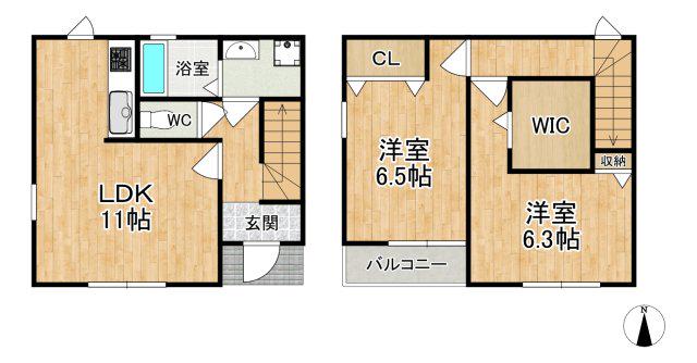 R&Kならまち(2LDK/1階)の間取り写真