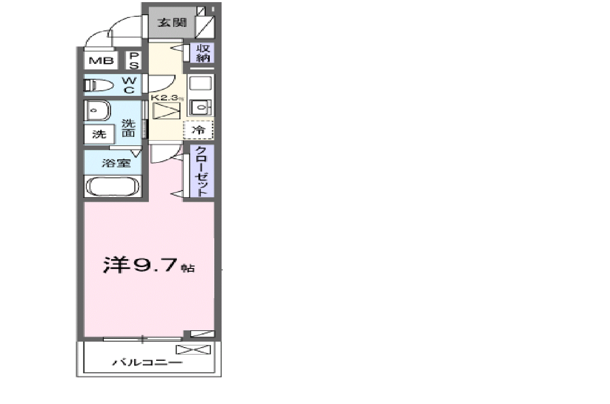 ヒカルサ奈良大森西サウス(1K/1階)の間取り写真