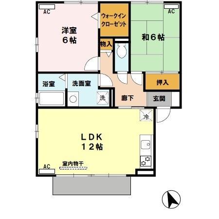 グランメール州見台B(2LDK/1階)の間取り写真