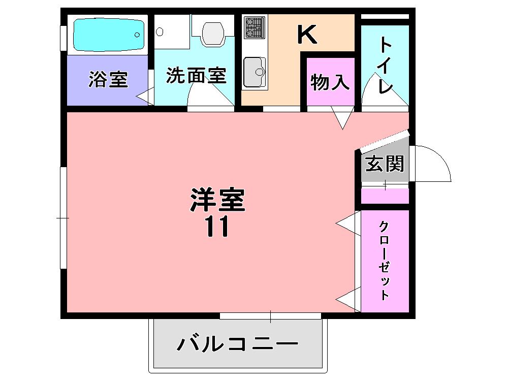 エイトキューブB(1K/2階)の間取り写真