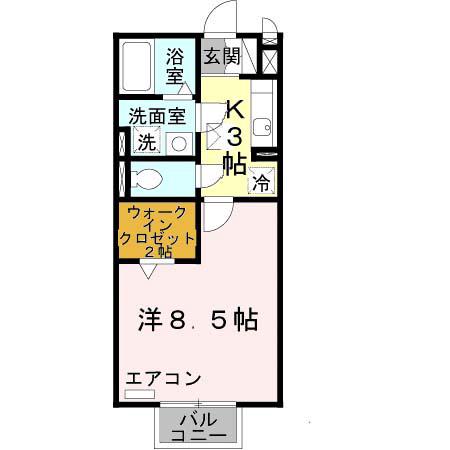 エスポワール俵口(1K/1階)の間取り写真