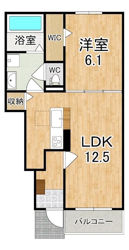 ドリームX(1LDK/1階)の間取り写真