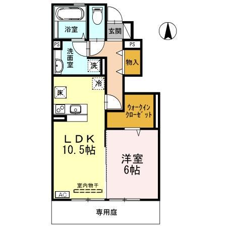 ヴィクトワール(1LDK/1階)の間取り写真