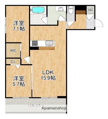 プラート キアリノ(2LDK/1階)の間取り写真