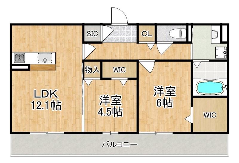 近鉄難波・奈良線 新大宮駅 徒歩18分 3階建 築1年(2LDK/2階)の間取り写真