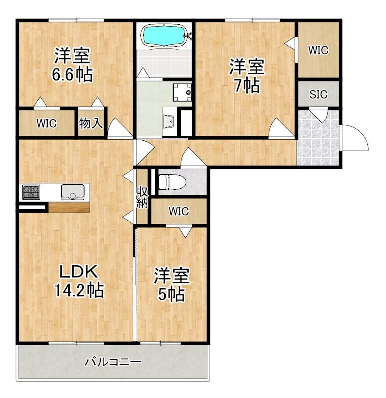 近鉄難波・奈良線 新大宮駅 徒歩18分 3階建 築1年(3LDK/1階)の間取り写真