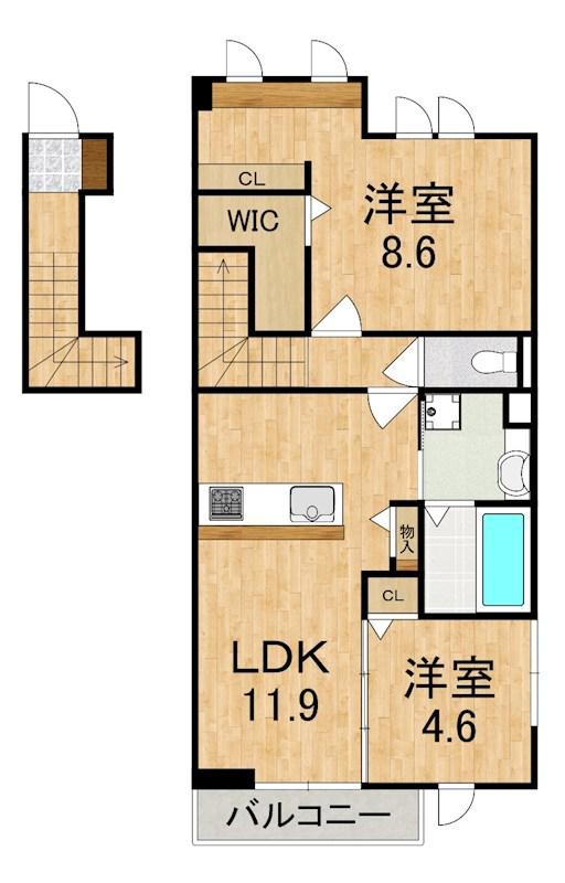 竜田テラス(2LDK/2階)の間取り写真