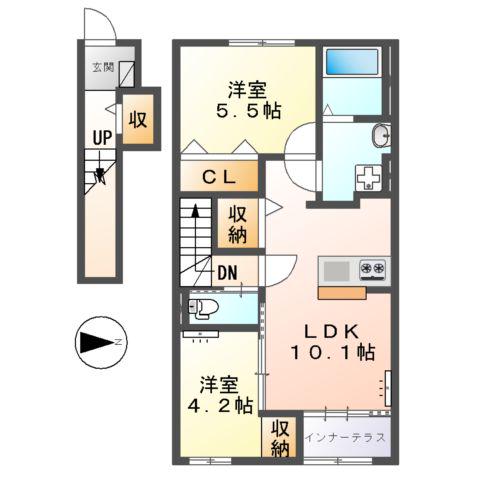 LERA PIRICA(2LDK/2階)の間取り写真