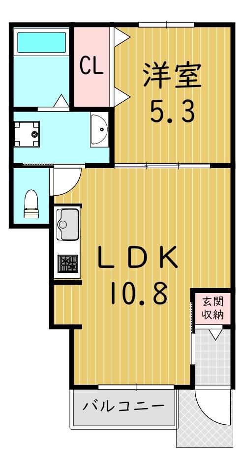 CASAかしば(1LDK/1階)の間取り写真