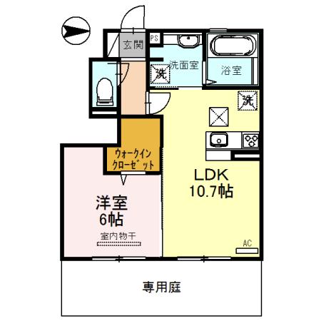 メゾンポワール大和八木(1LDK/1階)の間取り写真
