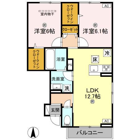 サニーヒロII(2LDK/1階)の間取り写真
