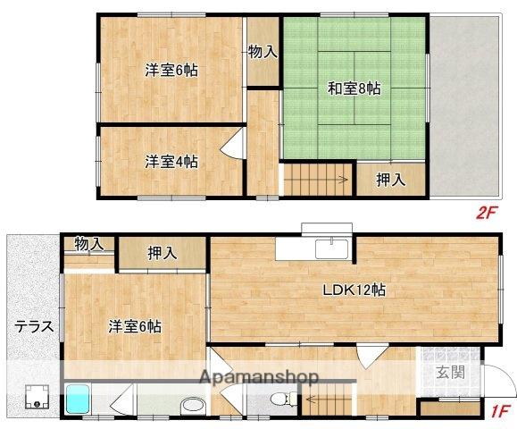 近鉄生駒線 勢野北口駅 徒歩9分 2階建 築46年(4LDK)の間取り写真