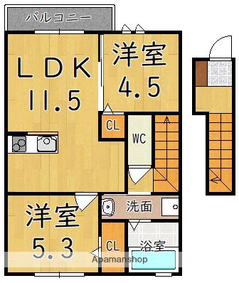 ボレアス(2LDK/2階)の間取り写真