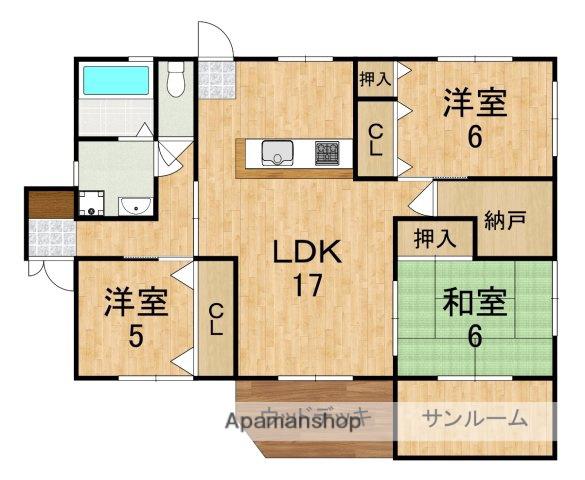 近鉄橿原線 尼ケ辻駅 徒歩6分 1階建 築51年(3LDK)の間取り写真