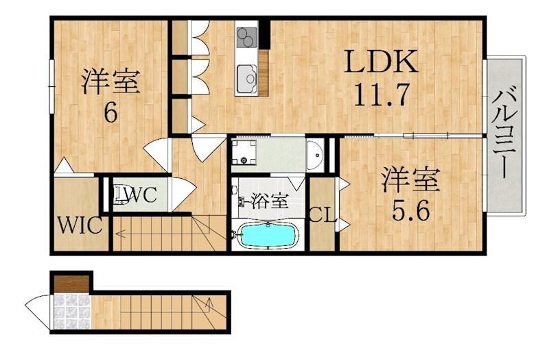 サン・メゾン(2LDK/2階)の間取り写真
