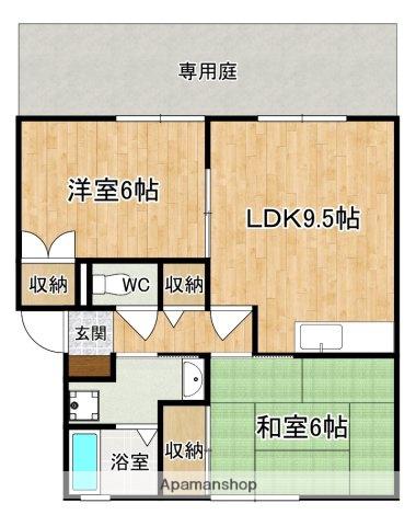 シャンピア平城Ⅰ(2DK/2階)の間取り写真