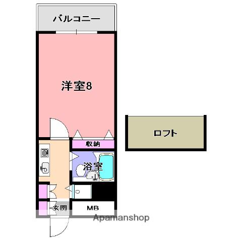 シティパレス生駒東松ヶ丘P-2(1K/3階)の間取り写真
