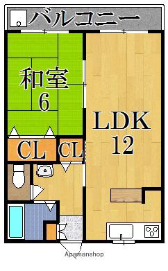 ファミール西大寺(1LDK/2階)の間取り写真