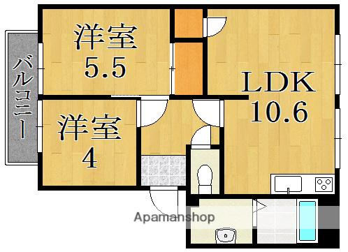 ディアスB(2LDK/2階)の間取り写真