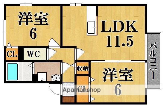 パルコートサンA棟(2LDK/2階)の間取り写真