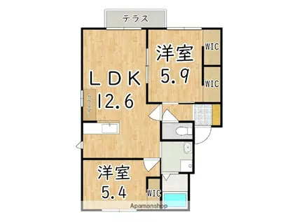 フォンティーヌ(2LDK/1階)の間取り写真