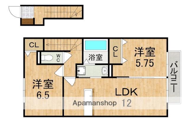 ヴィルヌーブD(2LDK/2階)の間取り写真