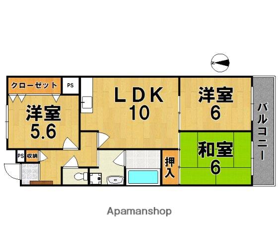 サンローレル生駒(3LDK/3階)の間取り写真